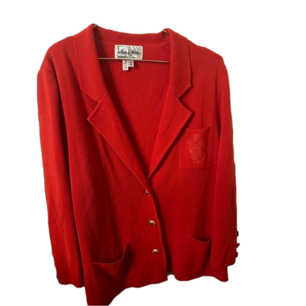 Beautiful Vintage Arthur Kohler Red Sweater Jacket Cardigan - Women’s Size 16